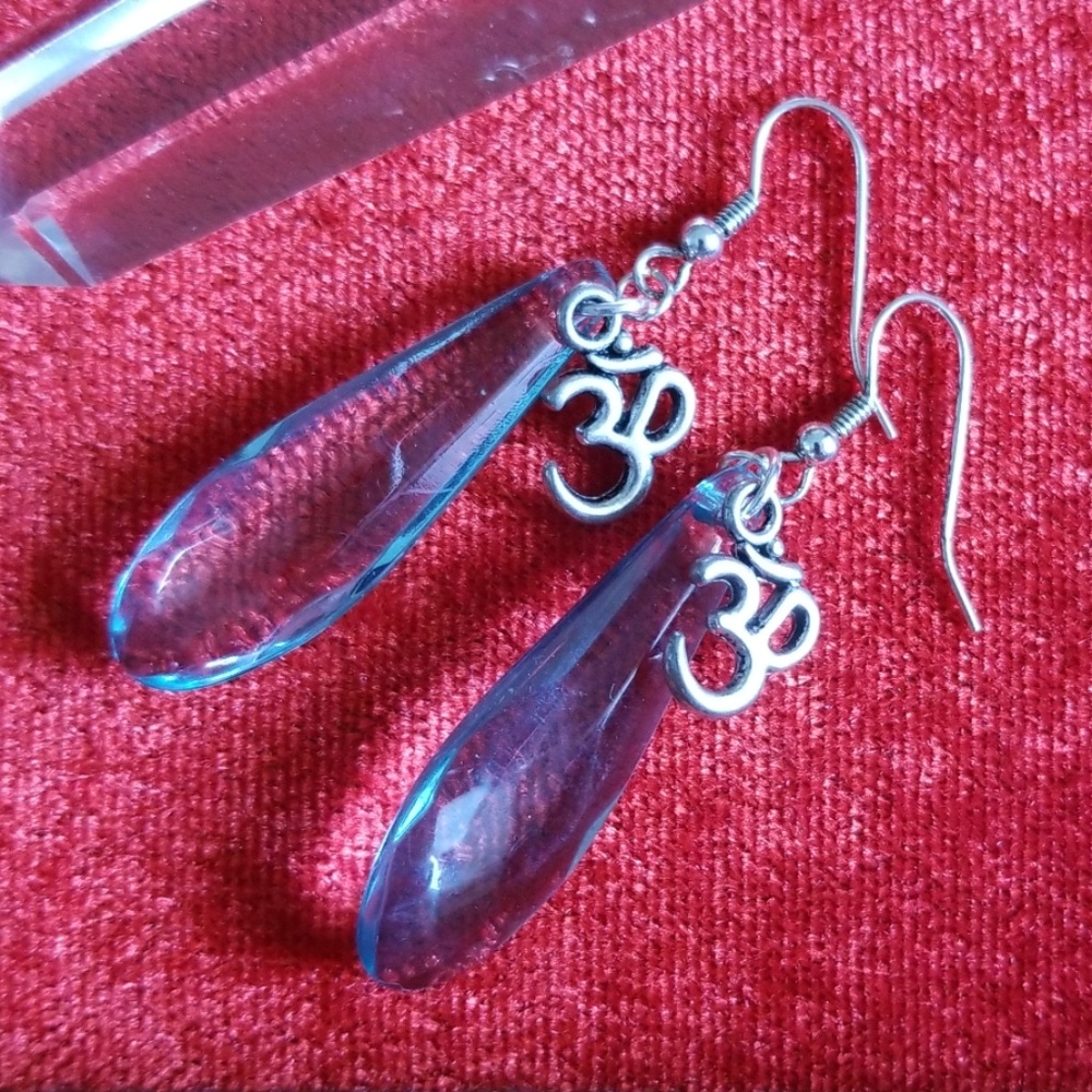 💐Ommm My God! Light blue Om Earrings